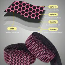 MOTSUV公路自行车把带，自行车绑带，蜂窝防滑硅胶缠绕带，EVA扎带 - 彩色 - 查看 5