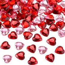 2D Flat - 50/100 Red/Pink Sparkling Heart-Shaped Rhinestones - Acrylic Imitation Decorative Beads, Suitable For Valentine's Day, Weddings, Crafts, Art Supplies, And Hobbyists - Accessories - View 6