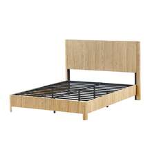 Queen Bed Frame With Headboard, Elegant Wooden Queen Size Bed Frame With Modern Curved Lines, Sturdy Bed Frame Queen Size, No Box Spring Needed - Wood Queen Bed Frame For Master & Guest Room - Oak - 查看 5