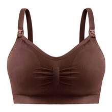 Set Of 2 Nursing Bras With Removable Postpartum Cups, Seamless Reinforced Fabric - Brown - View 2