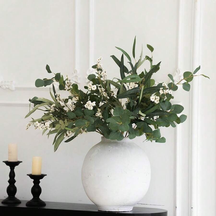 Artificial Flowers With Greenery Stems Faux Plants Indoor Branches For Tall Vase Ultra-Realistic, 11 Pcs Wedding Centerpieces, Home Decor & DIY Bouquets - 深綠色 - 查看 1