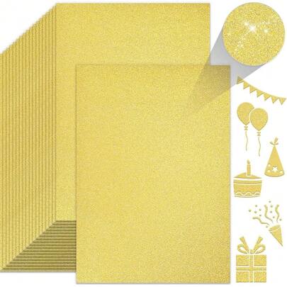27Sheets Glitter Cardstock, Gold Glitter Paper For Arts And Crafts, Decorative, Card MaFKing, ScrapbooFKing, DIY Projects For Christmas Decorations, 8.5\ X 11\, 250GSM/92LB