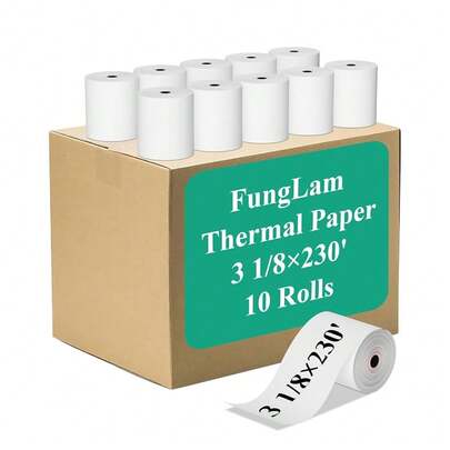 3 1/8\ X 230' Thermal Paper Receipt Rolls, Premium Quality Thermal Printer Paper Compatible With Most POS Systems, Cash Registers,Credit Card Paper(10Rolls)