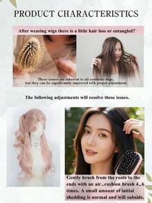 30英寸长，波浪形，中分粉色合成假发，前部有蕾丝细节；自然柔顺，适合日常佩戴或参加派对。 - 彩色 - 查看 6