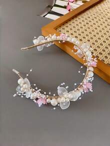 1 chiếc băng đô cài tóc đính ngọc trai cho bé gái, kiểu vương miện hoa công chúa, phụ kiện tạo không khí cho chụp ảnh, thích hợp sử dụng hàng ngày. - Nhiều màu - Xem 4