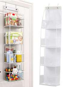 1个4/6层门后挂式收纳袋，家用多层收纳袋/玩具收纳袋，PVC+无纺布壁挂式收纳袋，适用于宿舍，配有金属挂钩，方便悬挂 - 六層 - 查看 6