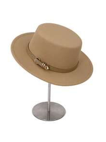 1顶女士复古黑色宽檐羊毛毡平顶帽，适合日常、旅行、晚间活动、秋冬季节，英伦风格 - 多色 - 查看 13