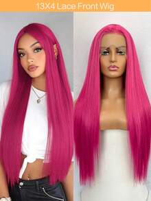 websterwigs 13x4 酒红色和橙色合成蕾丝前假发，自然直发，无需胶水，高品质耐热纤维