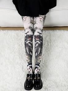 Quần tất in họa tiết kiểu Halloween mới năm 2026, họa tiết mèo, báo, răng cưa, da rắn, kẻ sọc hai màu, hình động vật đáng sợ, trang phục cosplay Lolita JK, phụ kiện tất cho nữ, thích hợp cho các bữa tiệc, tụ họp, biểu diễn. - Nhiều màu - Xem 25