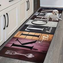 1/ 2/3 Kitchen Utensils Featuring A Wood Grain Design, Ideal For Home Decor. This Anti-Slip Carpet Is Made Of Flannel Material, Providing Softness, Comfort, And Easy Cleaning, With Dimensions Of 16X24, 20X31, And 17X47 Inches. - 40*60cm/15.7*23.6in(1pc) - View 2