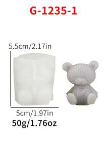 1pc Cute Sitting Bear Shaped Candle Silicone Mold - White - View 5