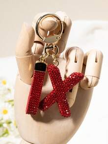 1个字母钥匙扣吊坠，镶钻装饰，手提包挂饰，礼物