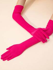 1 Paar Milchseide Dehnbare Handschuhe, geeignet für Party, Karneval, Feier - Rosenrot-251 - Übersicht 5