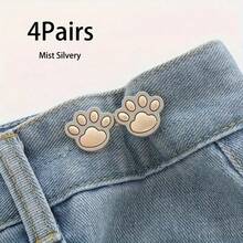 2/4pcs Cat Claw Waist Cincher, No Sewing Or Tools Needed, Adjustable Waist Button Clips, Jeans Skirt Waist Fixers, Make Waist Slimmer, Shiny Silver Detachable Buckle, Reusable Adjustable Brooch Clips, Women Fashion Detachable Pant Clips Waist Accessories