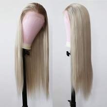 ZigZag Hair 180%密度 24英寸渐变铂金色合成蕾丝前假发，耐热纤维，13x4蕾丝 - 彩色 - 查看 3