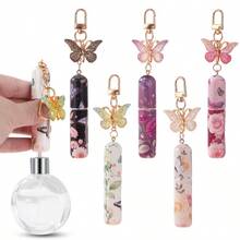 1pc Travel Perfume Spray Bottle, Perfume Bottle With 3D Butterfly Pendant,  Fragrance Empty Perfume Refillable Bottle, Suitable For Travel And Outings, Travel Essential, Back To School Perfume Bottle, Visible Liquid Window, 5ML Travel-Sized, Keychain, Bag Charm, Gifts For Women - New Purple Butterfly - 查看 4