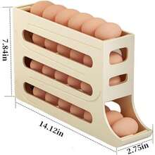 1pc 4-Tier Egg Storage Box Compatible For Refrigerator - Heavy-Duty Plastic Egg Organizer With Anti-Slip Egg Holder Rack, Space-Saving Fridge Shelf For Egg Cartons (No Electricity Needed) - Yellow - View 4