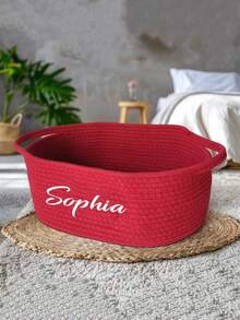 Customized Foldable Handwoven Storage Basket, Personalized Handwoven Storage Basket, Can Be Printed With Name/Logo, Suitable For Storing Cosmetics, Toys, Pet Supplies, Remote Controls, Etc., Can Be Used In Bedroom, Living Room, Ideal Gift For Valentine's Day, Baby Crib Accessories. High-Quality Custom, Personalized Design, Ideal Gift For Daughter, Student, Son's Graduation, Home, Office, Back To School, Showcasing Elegant Lifestyle. - Multicolor - View 11