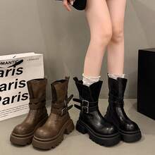 Women Mid-Calf Boots - Black - View 5