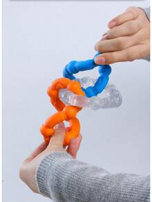 1pc Dog Toy With 3 Interlocking Rings, Interactive Chew Toy Designed For Dogs, Helps Grind Teeth And Clean, Relieves Boredom, Made Of And Durable Material, Suitable For Medium And Large Breed Dogs Like Poodle, Corgi, Golden Retriever. The 3 Rings Can Rotate Flexibly To Increase Interactive Fun And Satisfy Dogs' Chewing And Tug-Of-War Needs. Pet Accessory, Pet Supplies, Pet Essential. - Multicolor - View 8