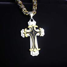 New  Hot-Selling In-Stock Retro Dominant Viking Thor's Hammer Pendant Stainless Steel Necklace DUCJ - Giọt vàng + Dây chuyền hoàng gia - Xem 13