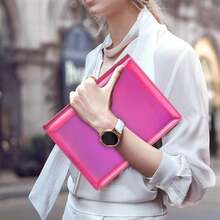 Toplive A5 Notebook Binder Refillable Binder, PU Leather Planner Organizer Cover With Magnetic Closure For A5 Filler Loose Leaf Paper, Laser Rose Red - 雷射粉 - 查看 3