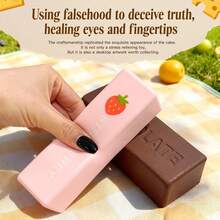 1个全新柔软粉色毛绒草莓巧克力牛奶棒减压玩具，慢回弹，轻轻挤压，缓解压力，自闭症感官玩具，成人礼物，办公桌装饰，感官玩具，完美礼物 - 生日礼物 - 节日礼物 - 彩色 - 查看 7