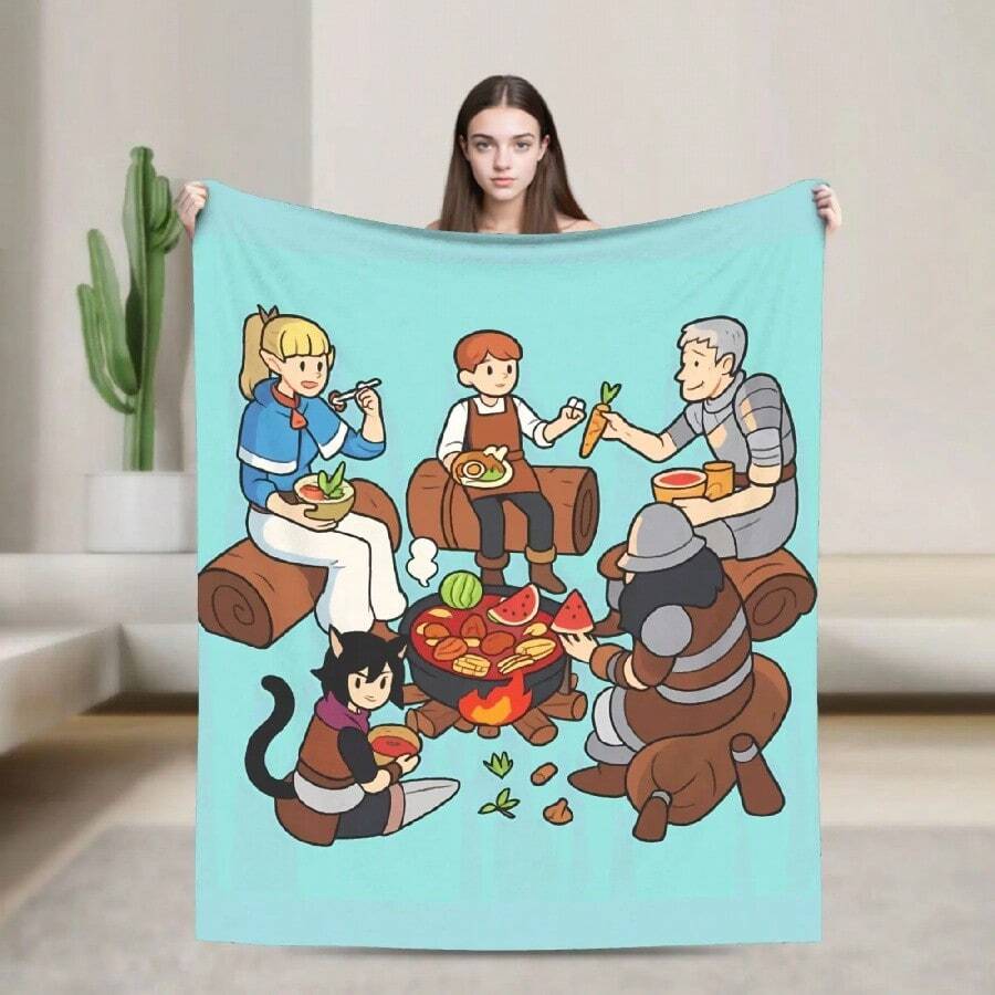 Dungeon Meshi Anime Marcille Laios  Blanket Quality Warm Soft  Throw Blanket Autumn S Outdoor Funny Bedspread(19).Jpg - White - View 1