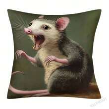 Modern Opossum Print Pillow Cover, 18x18 Inch, Farmhouse Decor With Single-Sided Animal Design, Envelope Closure & Machine Washable For Living Room, Bedroom, Sofa, Bed, Car, Bedroom Accent, Farmhouse Style, Polyester Pillowcase - 樣式 2 - 查看 8