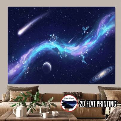 宇宙星座夜空印花背景 | 涤纶摄影背景横幅，多用途室内/室外装饰，适用于庭院、家居、庆典和家居墙面设计