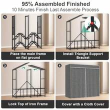 Portable Closets For Hanging Clothes59" Heavy Duty Clothes Rack With Cover Strong Foldable Metal Clothing Rack 95% Assembled 59"*20.5 * 68 - 59" - View 6