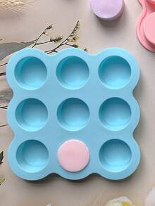 1pc 9-Cavity Round Silicone Chocolate Cookie Mold, Mini Cake Silicone Baking Mold, Candy Mold, Dishwasher , For Baking Mini Cakes, Chocolates, Cookies