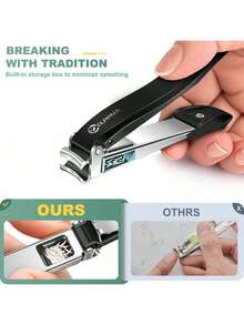 EstiloTendenciaCortaúñAs Para Hombre Con Colector, CortaúñAs CLPPNA, Afilados Como Navajas, Autocolectoras, Con Palanca ErgonóMica, De Acero Inoxidable, Ideal Para Manos Y Pies, Caja De Almacenamiento IncluidaCalidad PremiumVersióN Mejorada - 1 - Ver 2