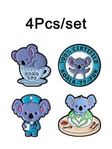 1pc/Set Koala Doctor Brooch Enamel Pins Custom Koala Tea 100% Certified Koala Brooches Backpack Lapel Badge Jewelry Gifts For Friends - Multicolor - View 13