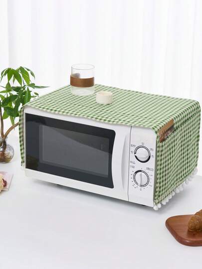 1pc Green Plaid Microwave Oven Cover, Countryside Style, Women's Day, Travel Essentials, Wedding Favors, Y2k, Bedroom, Car Accessories Women, Kitchen Decor,Wedding,Y2k,Party,Mother's Day Gift,Bedroom Decor,Garden,Kitchen Decor,Summer,Beach,Travel Essentials,Room Decor,Squishy,Graduation