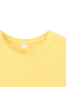 Tween BoyCartoon Basketball & Bubble Tea Print Round Neck Short Sleeve T-Shirt, New Spring/Summer Kids Graphic Tee - Yellow - View 7