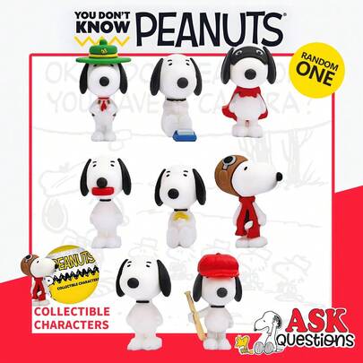  1PC Peanuts Officially Licensed Snoopy 3D Anime Character Blind Bag Mystery Blind Box Cute Cartoon Decorative Ornaments Random One Stain-Resistant Fashionable Cute Desktop Bedroom Decorations Necessary Christmas Birthday Gifts