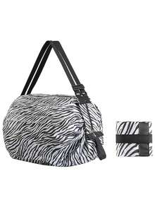 Reusable Foldable Shopping Bag With Handle, Large Capacity, Collapsible, Washable Travel Tote - Multicolor - View 6