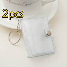 Bonuci 1个/10个装 2英寸迷你相册，情人节照片收纳盒带钥匙扣，口袋相册钥匙扣，适合存放照片，情人节礼物，婚礼礼物，钥匙扣相册，包包挂件，可存放身份证照片，透明照片收纳相册，可爱礼物 - 彩色 - 查看 12