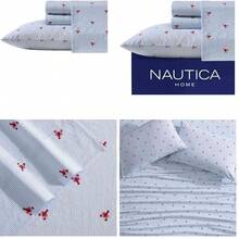 Nautica - Juego de sbanas Individuales, Juego de Cama de percal de algodn, ntido y Fresco, Ligero y Transpirable (Caminata de la Langosta, Individual) - individual+lobster walk rojo/azul - Ver 11