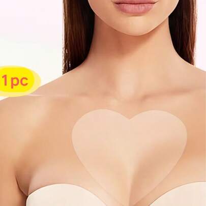 1片硅胶心形胸贴，心形隐形胸贴，肤色自粘胸贴，透气防水，隐形自粘胸贴，用于防止走光，适合女性 - 便携，亲肤