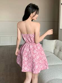 abyoxi Đầm dự tiệc mini dáng chữ A không tay thanh lịch màu hồng, với thiết kế cổ áo xếp ly gợi cảm, phù hợp cho đám cưới, tiệc sinh nhật, dự tiệc cưới và các dịp khác để tôn lên vẻ quyến rũ trẻ trung, thời trang. Mẫu thời trang nữ mùa hè mới - Bụi hồng - Xem 2