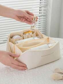 1个多功能旅行化妆包，大容量双层化妆包，便携式化妆品收纳盒，PU皮革防水化妆袋，女士手持洗漱包，梳妆台收纳包，可收纳化妆刷、口红、粉底、精华液、精油、眼影盘等，适合情人节、返校季、秋季装饰、卧室装饰等场合。 - 彩色 - 查看 4