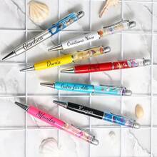 Bolígrafo de metal con diseño personalizado de texto/logotipo de océano aceitoso, bolígrafo de metal retráctil de giro grueso, adecuado para la oficina diaria, estudiantes, maestros, regalo pensativo para amigos, familiares y colegas - Multicolor - Ver 2