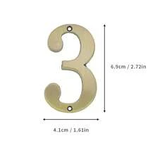 1个4英寸（101毫米）实心黄铜金属门牌号、公寓号码牌、邮箱地址牌、室外门牌号 #0-9 - 金色 - 查看 5