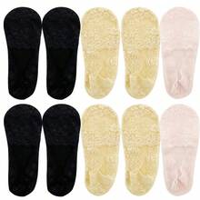 女士蕾丝花朵隐形短袜，柔软防滑透明低帮船袜 - 彩色 - 查看 11