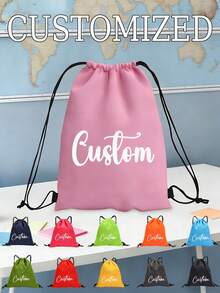 Customizable Backpack, Essential For Back To School Season. Customizable Gym Bag - Personalized Text/Logo, Drawstring Closure, Multiple Color Options (Purple, Pink, Etc.) - Suitable For Women, Soccer Gift, Ideal For Sports Enthusiasts, Sturdy , Sports Design, Travel Accessory, Gym Essential, Soccer Gift For Boys, Gift For Him, Gift For Her, Valentine's Day Gift, Ideal Valentine's Day Gift For Him - Multicolor - View 3