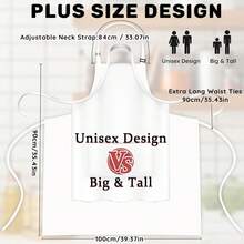 2 Pcs Plus Size Chef Apron, Unisex Professional Apron With 2 Pockets For CooFKing, Work, BaFKing (Larger Size) - White - View 4