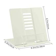Book Stand Metal Desk Book Holder, Book Holders For Reading Hands Free, Adjustable Cookbook Documents Holder, Portable Bookstand For Music Books, Textbook, Recipe, Tablet, Ipad (Milky White) - MilkyWhite - View 4
