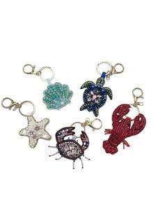 Starfish, Ocean, Sea Turtle, Lobster, Shell Bag Charm, Summer Ocean Style Fashion Cute Versatile Fully Rhinestone Bag Pendant - Multicolor - View 1